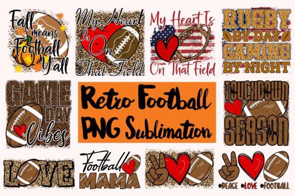 Retro Football PNG Bundle: Graphics for T-Shirt Designs