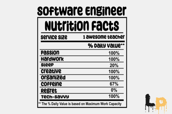Software Engineer Nutrition Facts Graphics for T-Shirt Designs